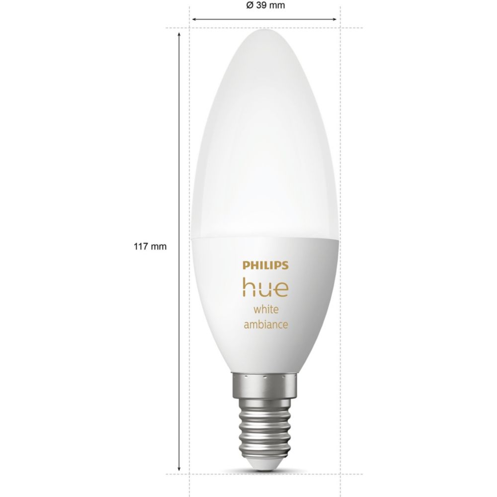 Pack 2 x Ampoules LED Connectées White Ambiance E14 - Philips Hue