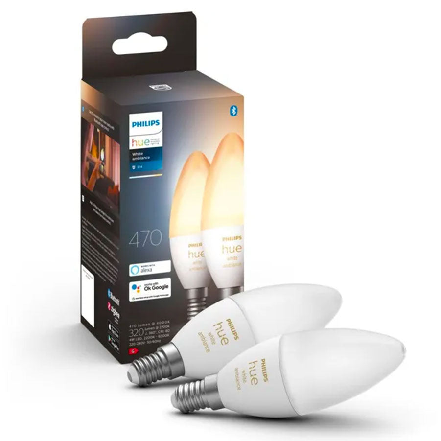 Pack 2 x Ampoules LED Connectées White Ambiance E14 - Philips Hue